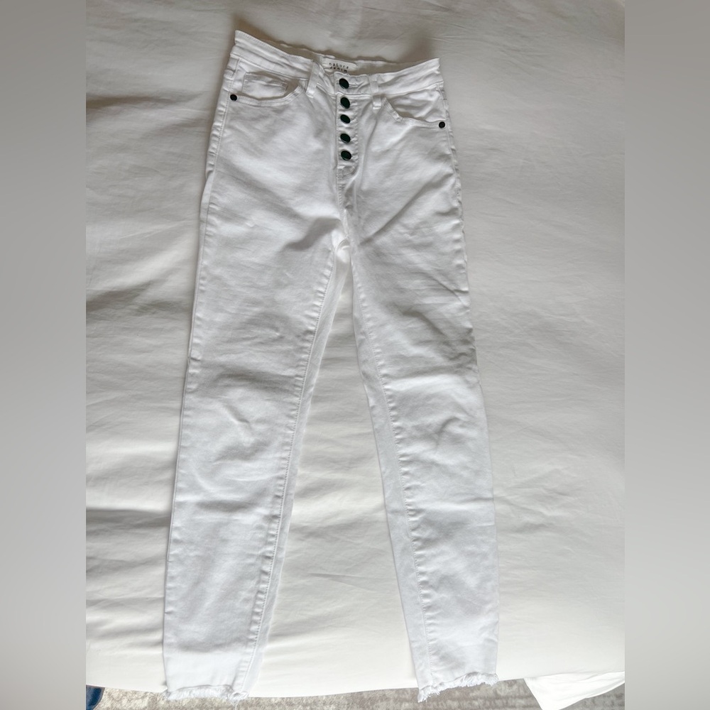 White skinny jeans, pink lily, worn only a couple of times